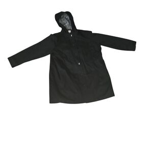 Women's Black Hooded Trench Coat | d&co | 1X